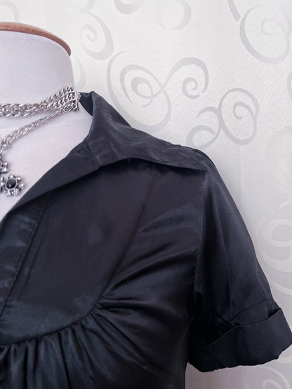 Gothic/Jirai Kei style long black satin shirt 🕷️