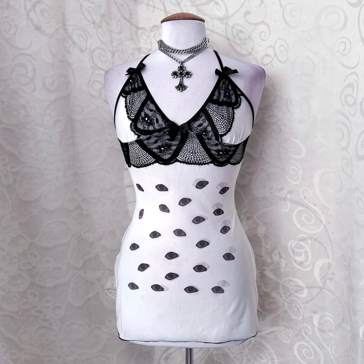 Wandering Eyes REWORKED mesh nightgown with lace-up detail 👁️✝️