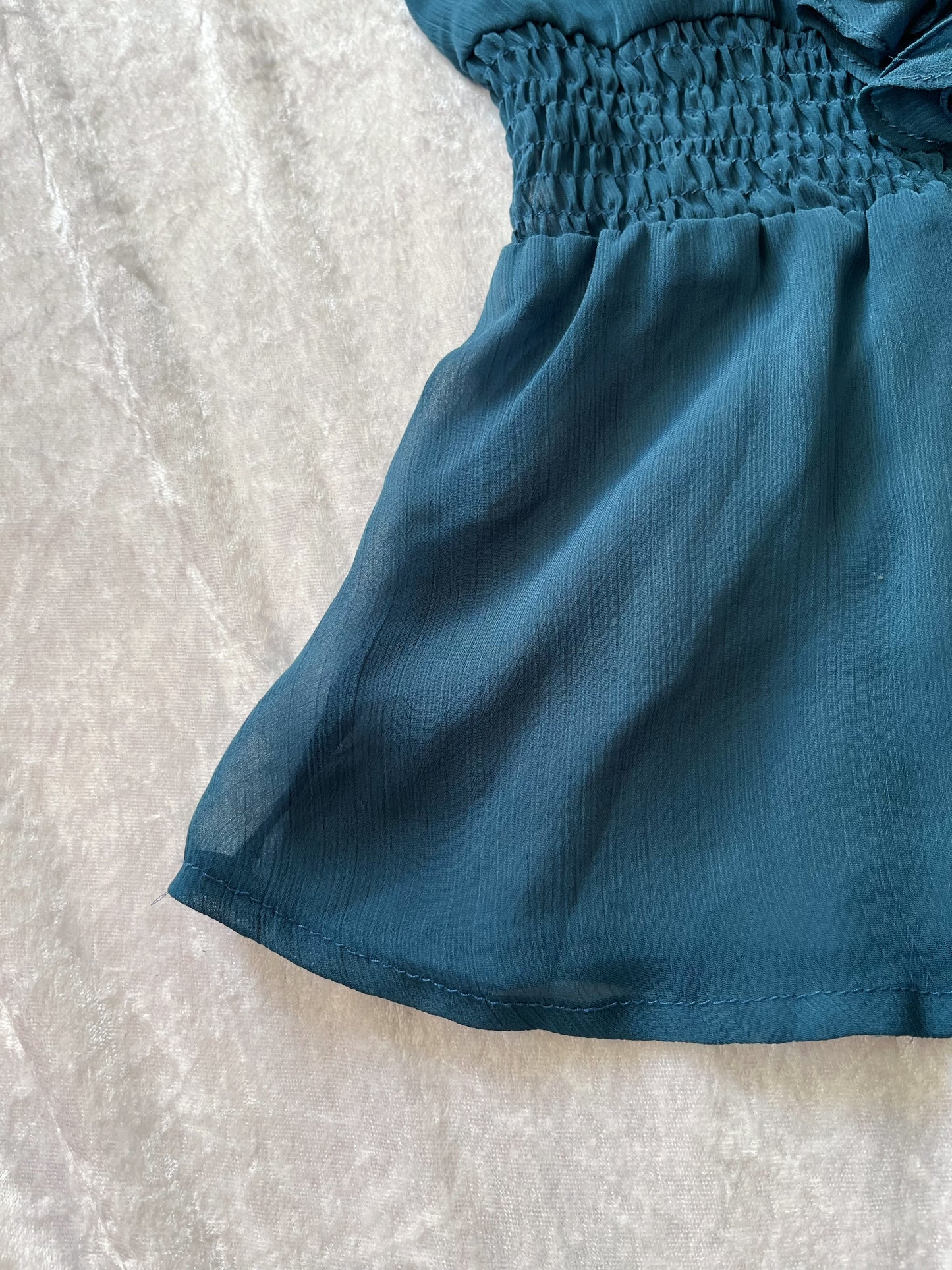 Cute teal coquette ruffle mesh shirt 💐