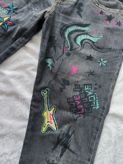 00’s Killah jeans with graffiti y2k details