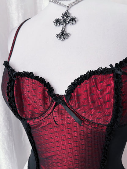 00’s vampire mesh corset top with garters 🩸