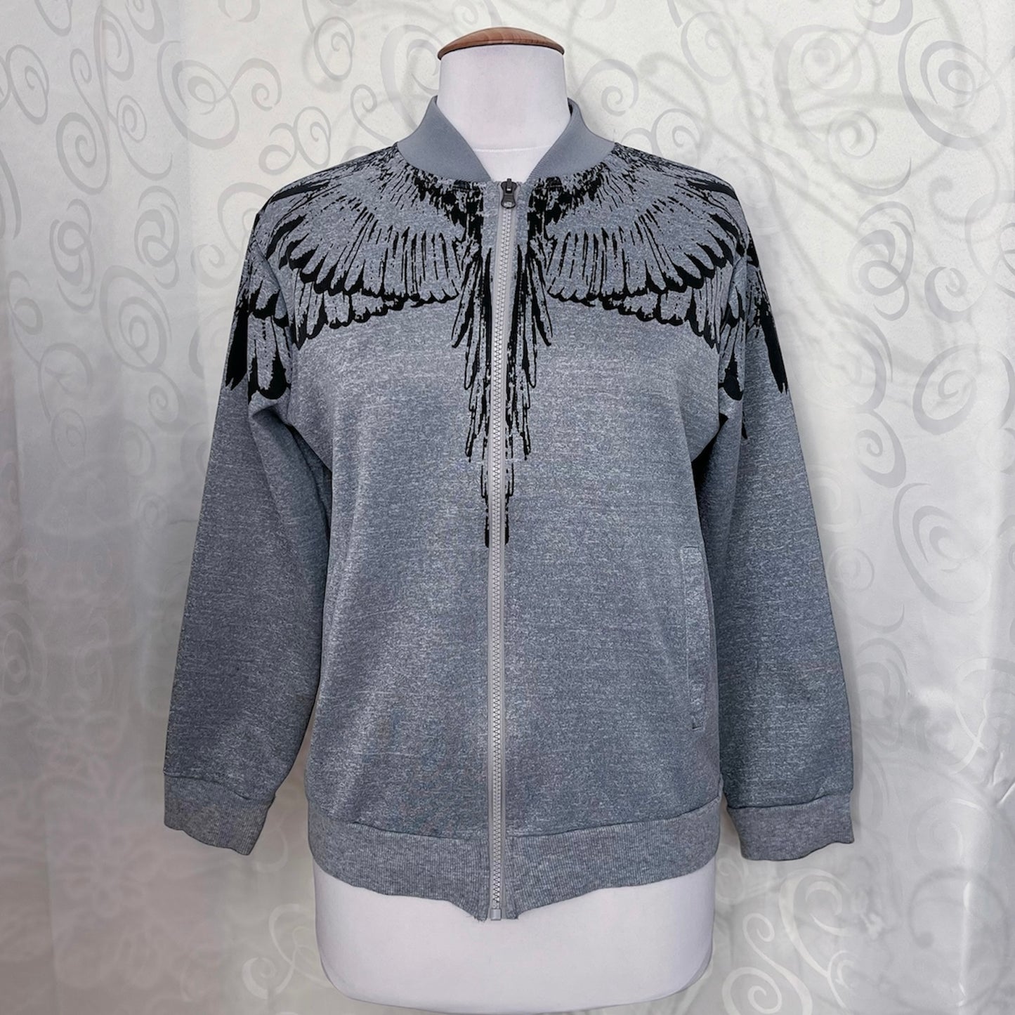 Modern Angel wings grey zip-up jacket 🪽