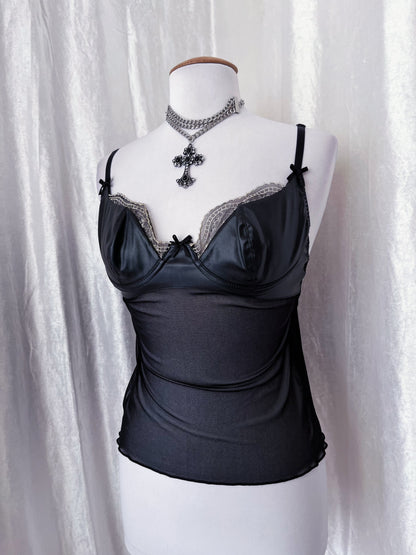 Gothic mesh & faux leather corset top 🎀