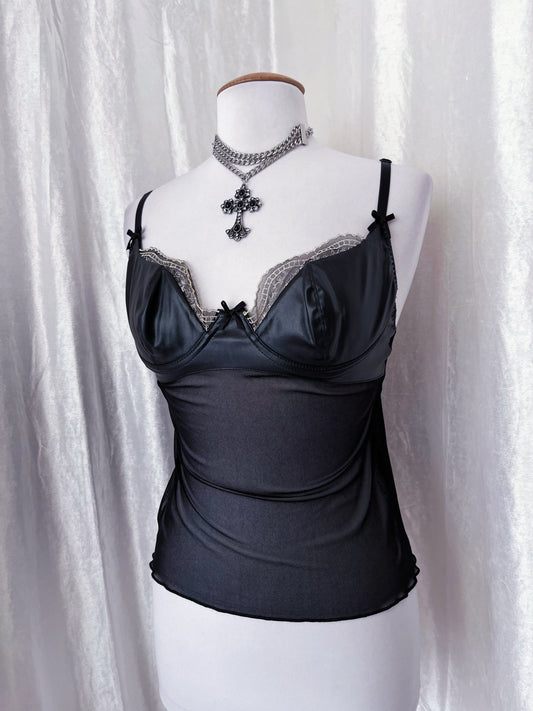 Gothic mesh & faux leather corset top 🎀