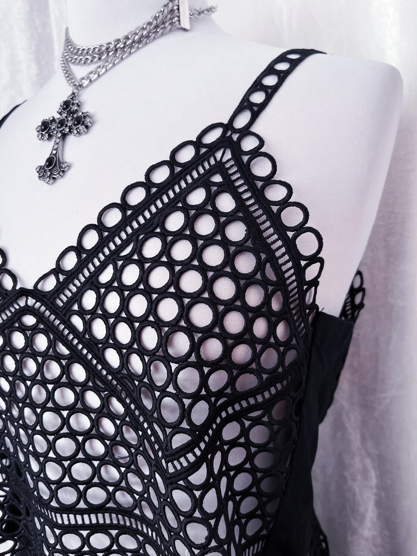 Mini black fishnet top 🕷️🕸️
