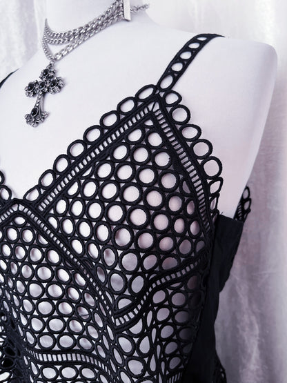 Mini black fishnet top 🕷️🕸️