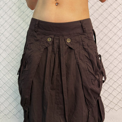 00’s dark brown steampunk style balloon skirt 🌀🐌