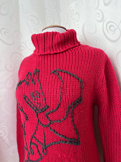 00’s X-Mail knit turtleneck sweater with dragon embroidery 🐉