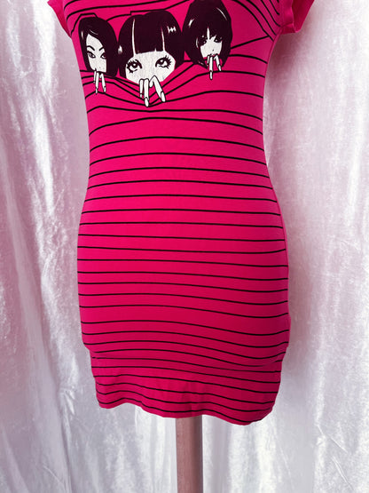 Emo/Scene Japanese girls tunic striped cotton tee 🎀