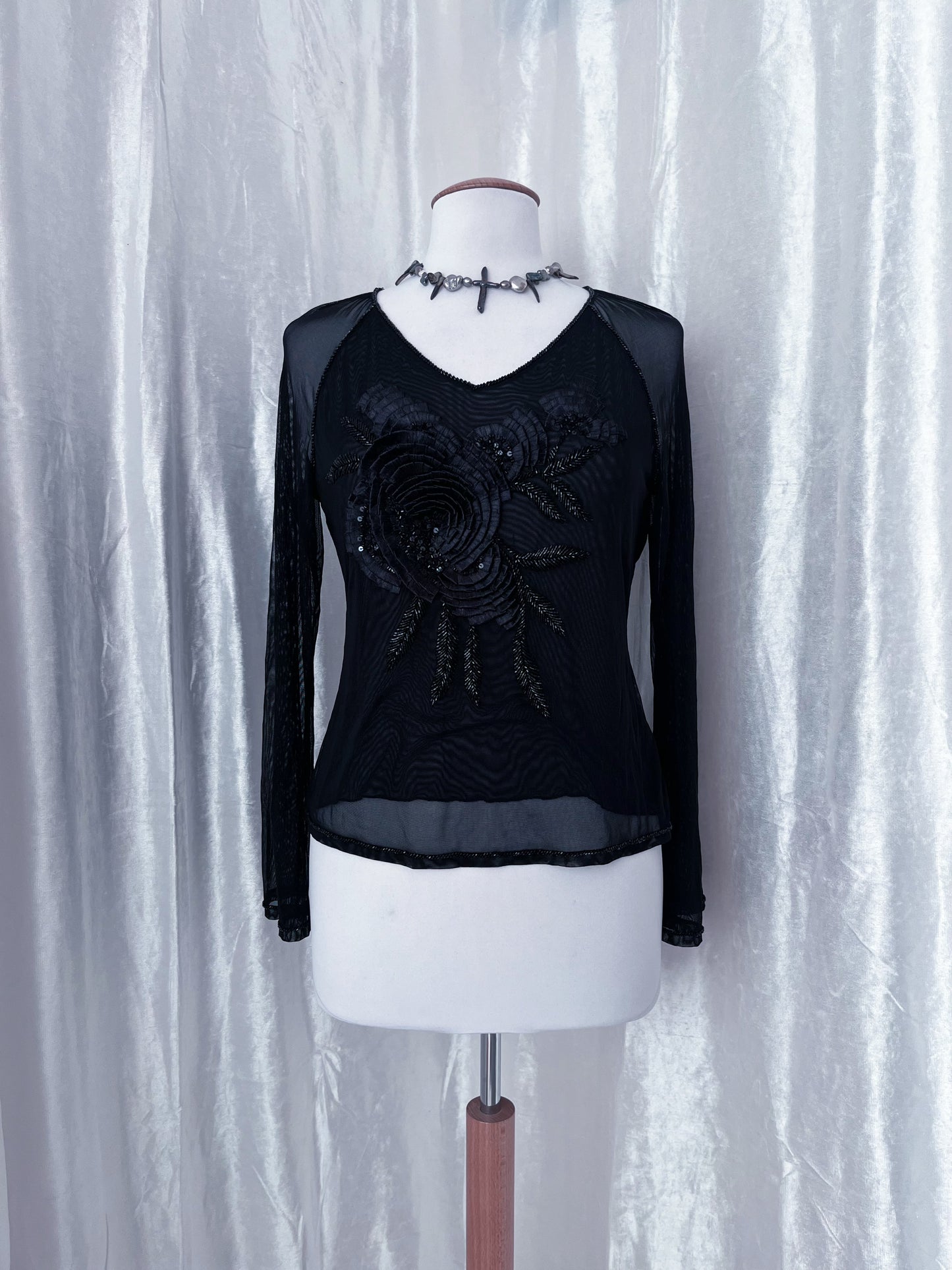 Nicowa whimsy fairy mesh top with beaded & flower details 🌹