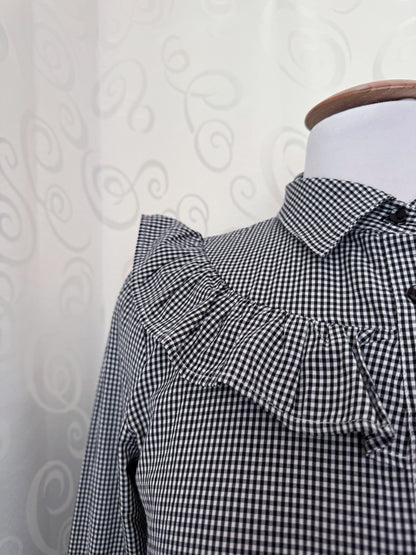 Gothic Victorian/Jirai key style checked ruffle shirt 🦇