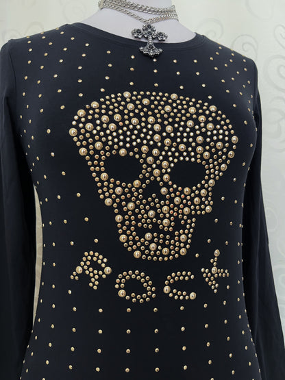 Alt/Emo beaded rock skull top💀