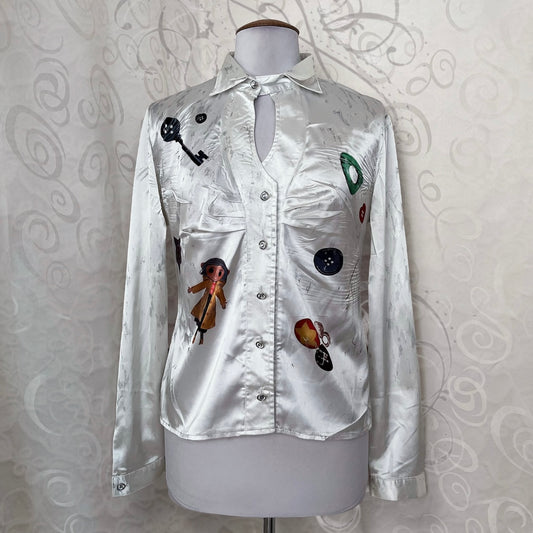 Other World Reworked 00's saten shirt with embossed details 🪡🧵
