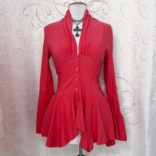 00’s victorian/theatrical style coral shirt ❤️🕷️
