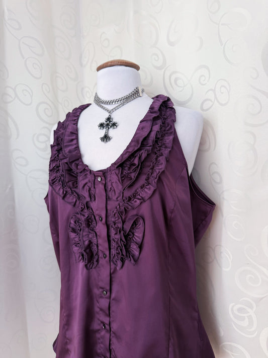 Dark Coquette/Horror Protagonist purple ruffle shirt 💜🗝️