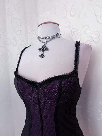 00's whimsy purple corset top 💜🔮