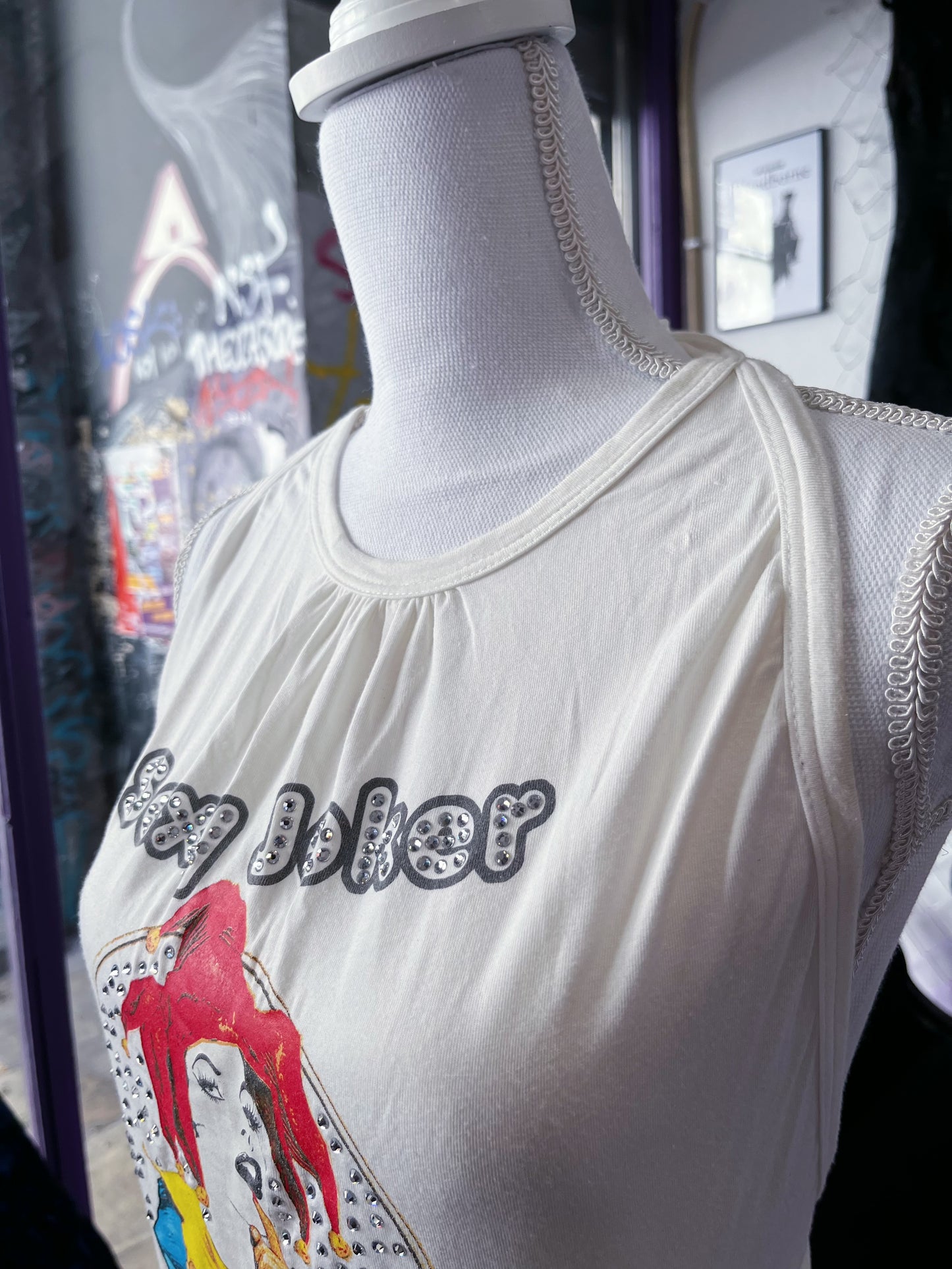 00’s Denny Rose Sexy Joker cut-out top with sequin detail 🃏