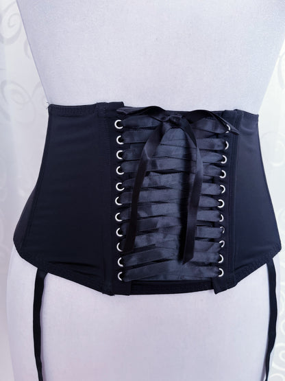 Gothic lace-up waist corset with garters 🕷️🕸️
