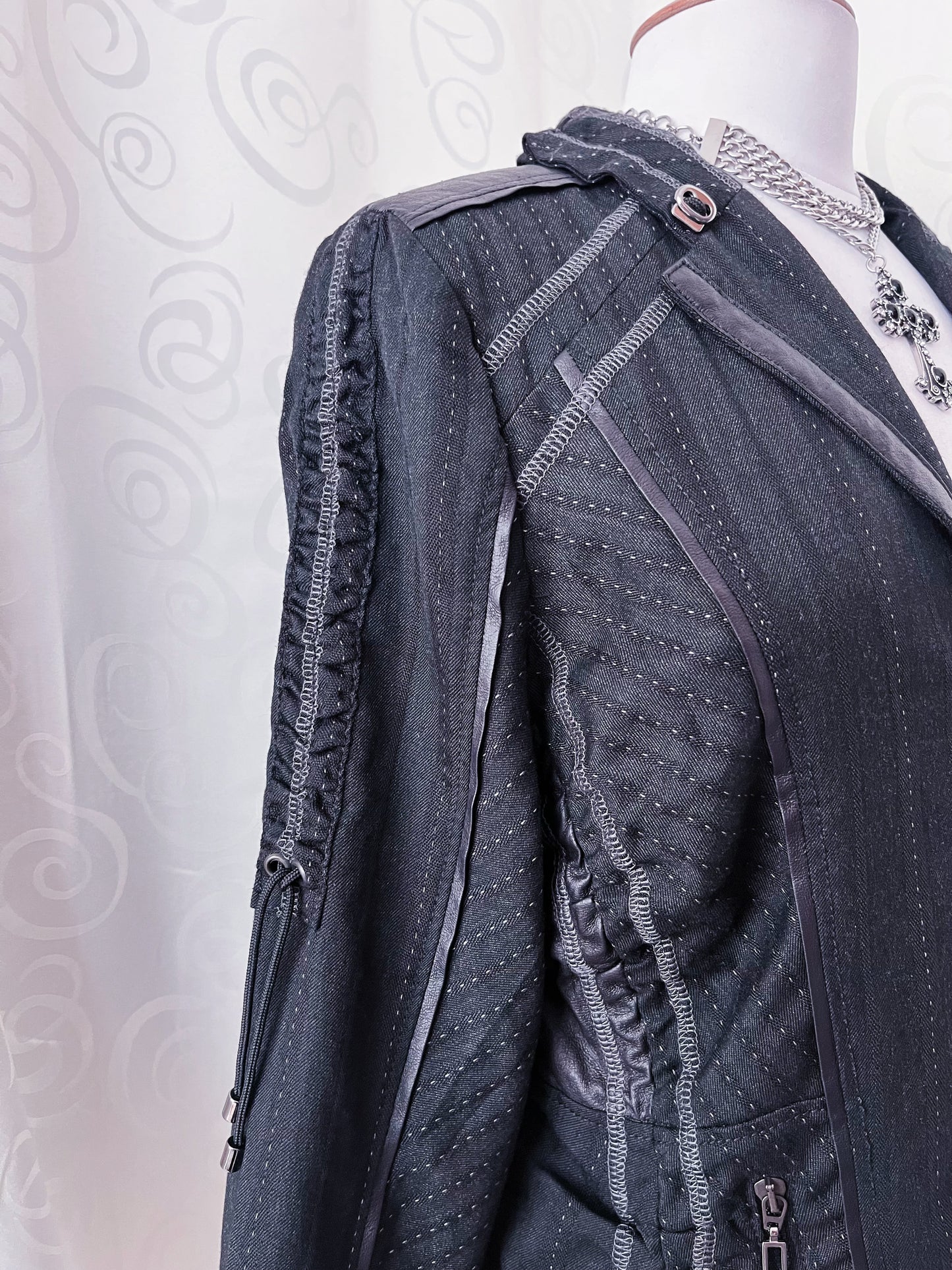 00’s Gothic patchwork zip-up jacket 🕸️🦇