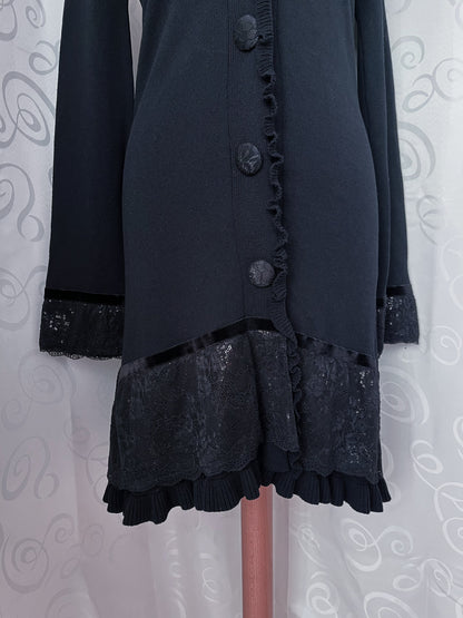 00’s Gothic heavy cardigan with lacey & velvet details 🦇🌀