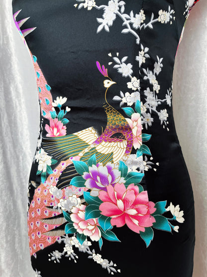 Modern black peacock Qipao dress 🍥
