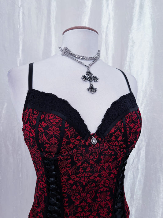 Gothic vampire red & black corset top 🦇