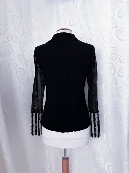 Gothic/Jirai Kei ruffle lacey & mesh Marc Aurel shirt 🌀🦇