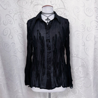 00’s whimsygoth black mesh shirt 🕷️🦇