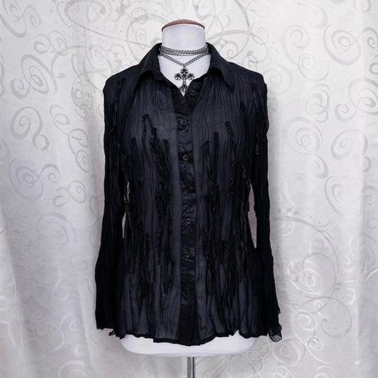 00’s whimsygoth black mesh shirt 🕷️🦇