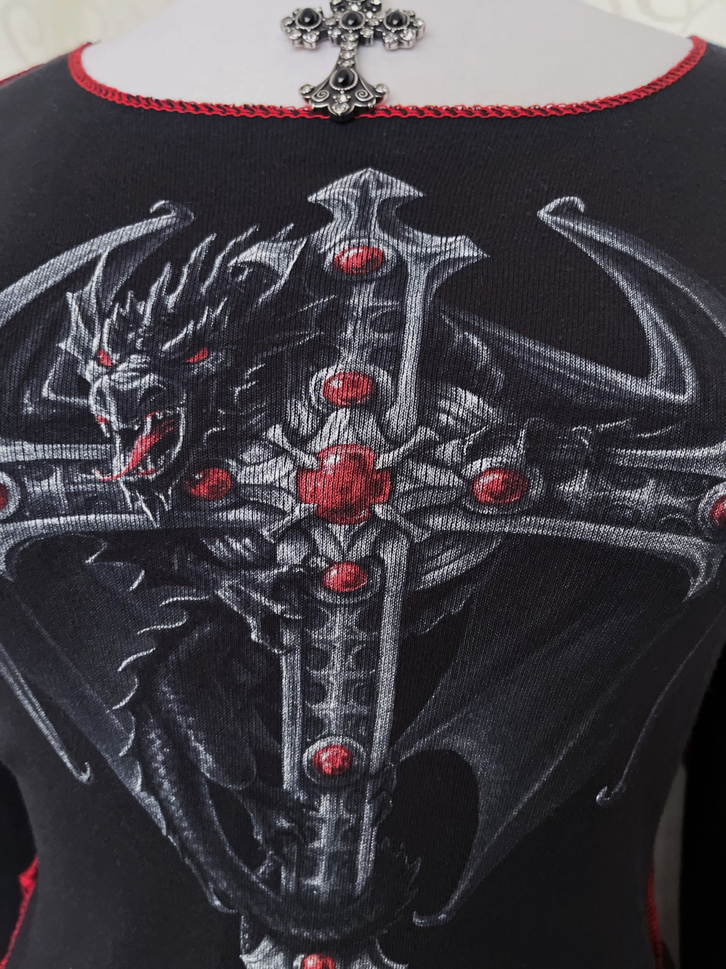 Spiral Direct iconic dragon cross top with red stitching details 🐉❤️