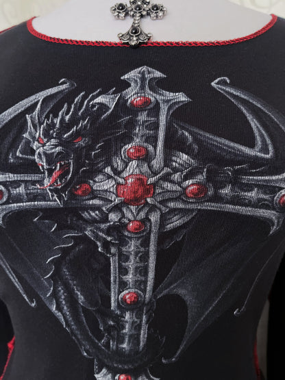 Spiral Direct iconic dragon cross top with red stitching details 🐉❤️