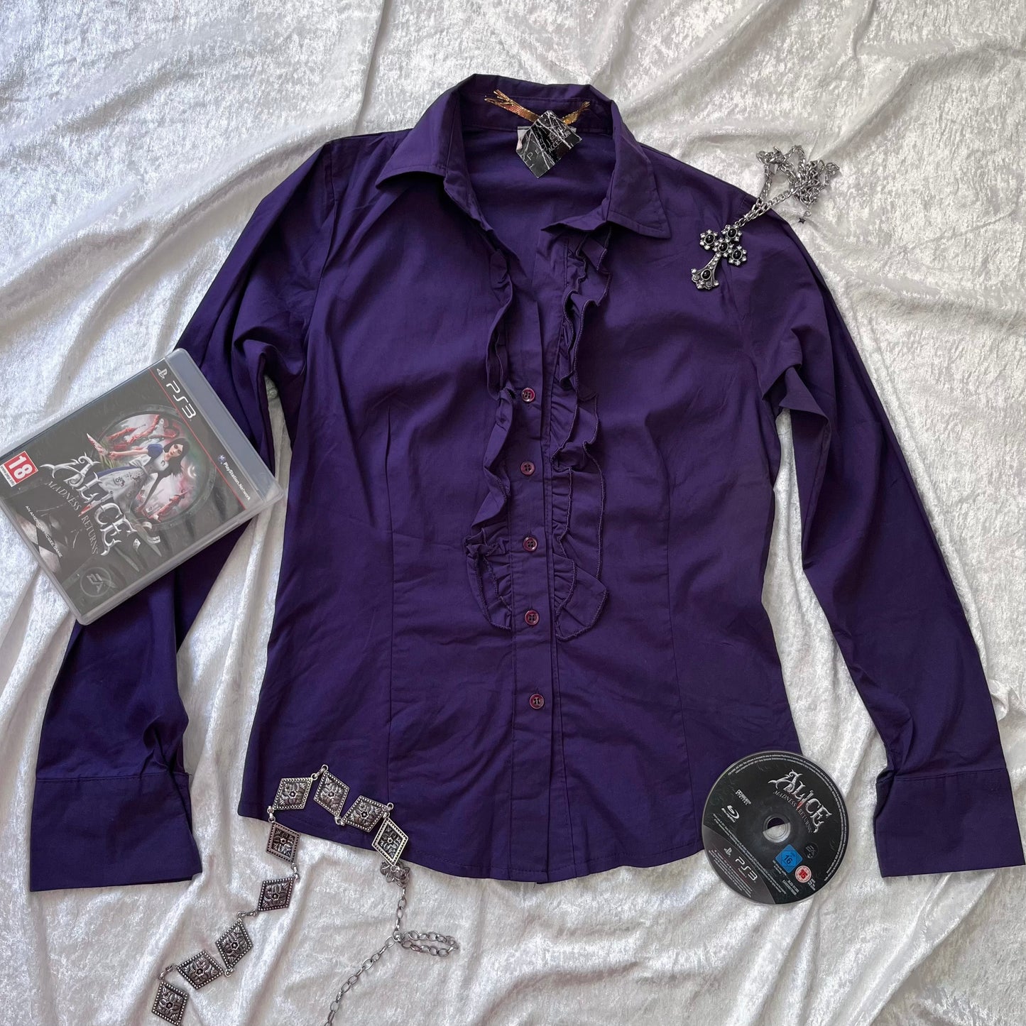 00’s purple gothic cotton shirt 💜🕸️