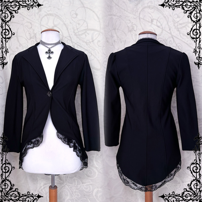 Gothic/Jirai Kei style blazer with lace trim detail & tail 🕷️🦇