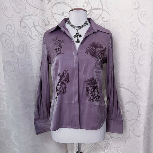 Wonderland Reworked purple shirt 🐇🦷🐛🍰