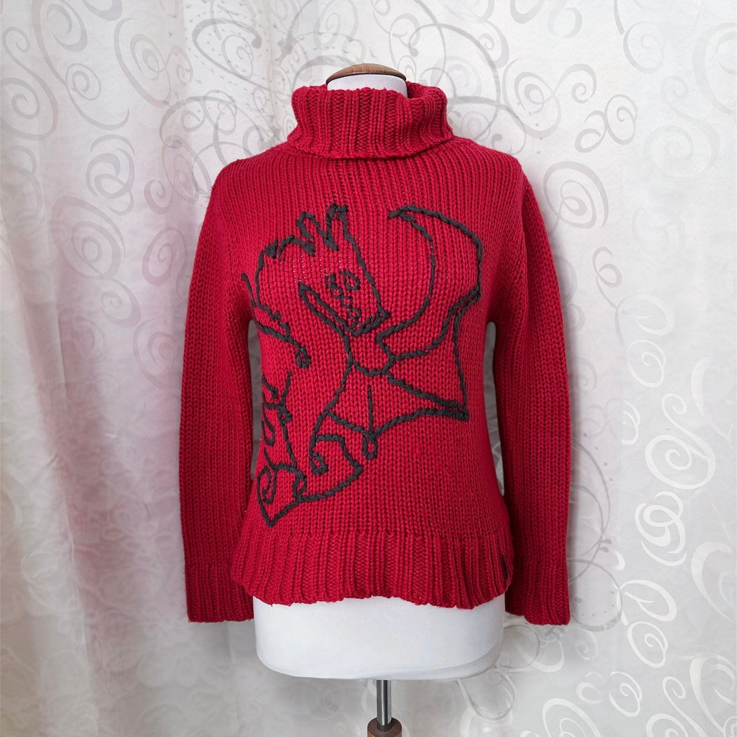 00’s X-Mail knit turtleneck sweater with dragon embroidery 🐉