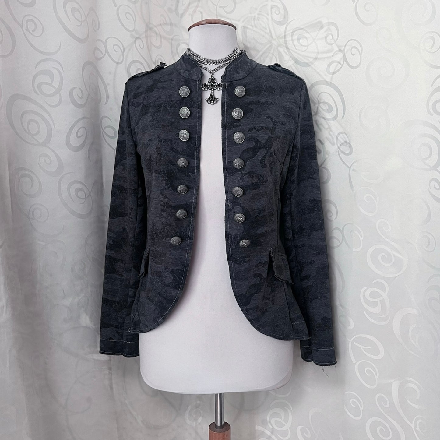 Gothic military style light camo grey blazer
