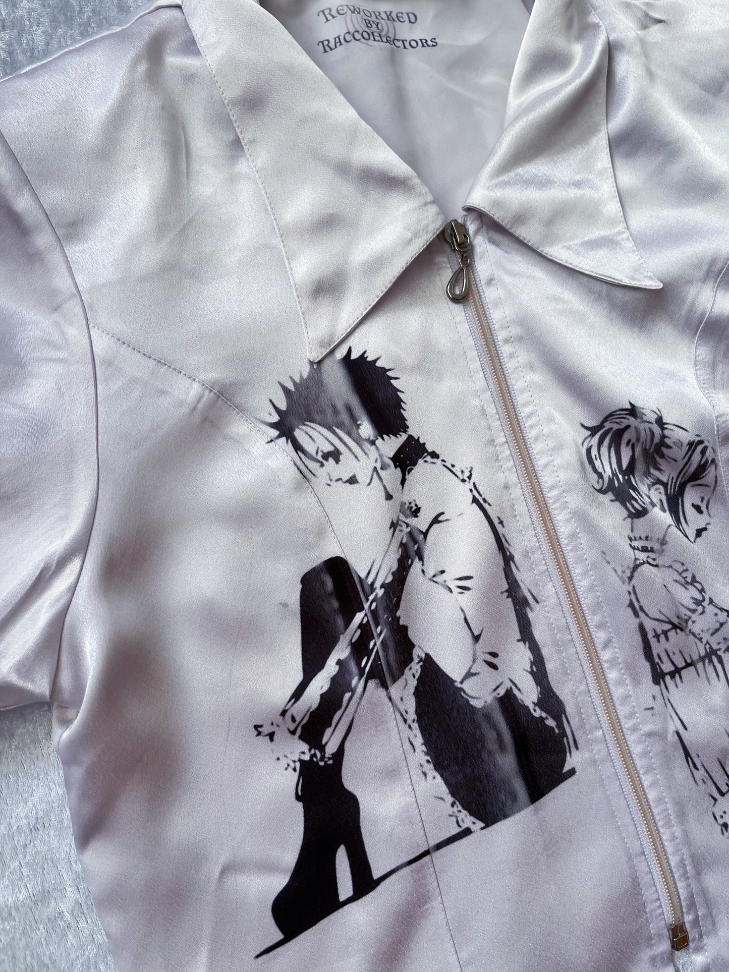 Tokyo Girlfriends Reworked satin zip-up shirt