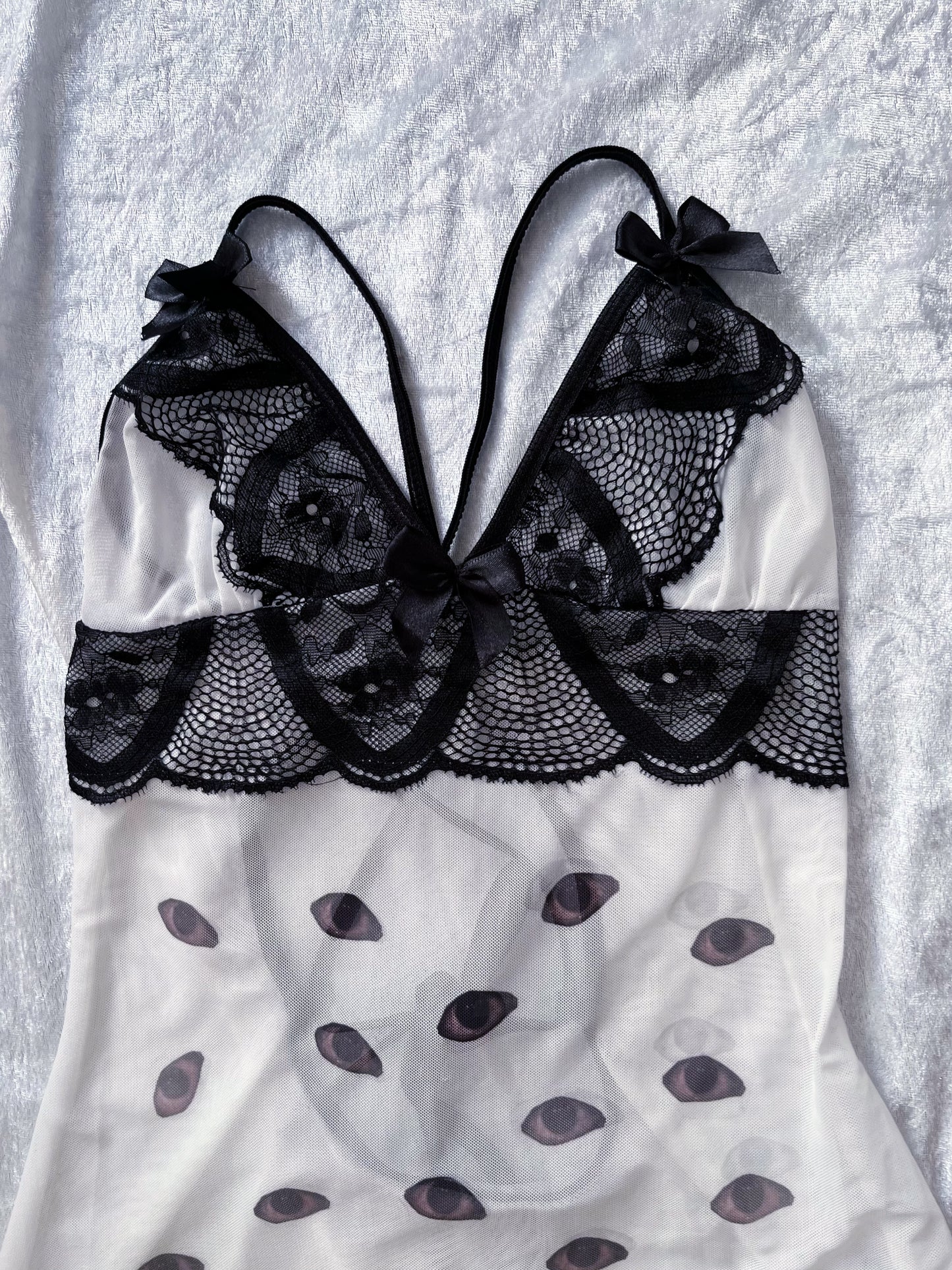 Wandering Eyes REWORKED mesh nightgown with lace-up detail 👁️✝️