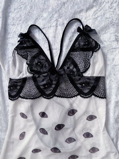 Wandering Eyes REWORKED mesh nightgown with lace-up detail 👁️✝️
