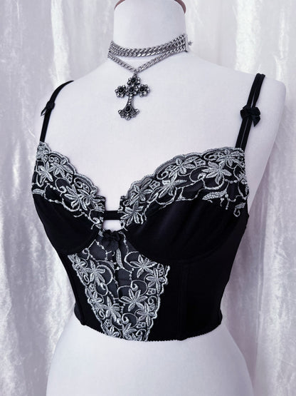 Dark fairy black crop corset top 🕸️🧚🏻