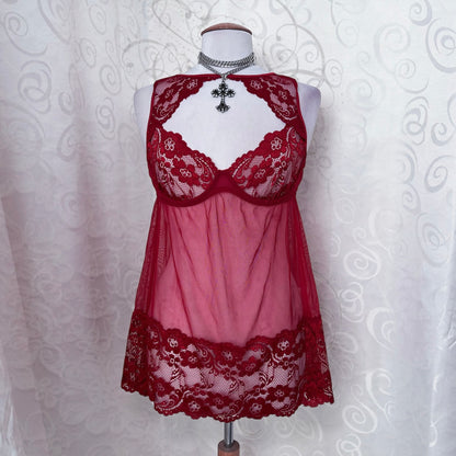 Ethereal hot red mesh bustier top ❤️🕷️