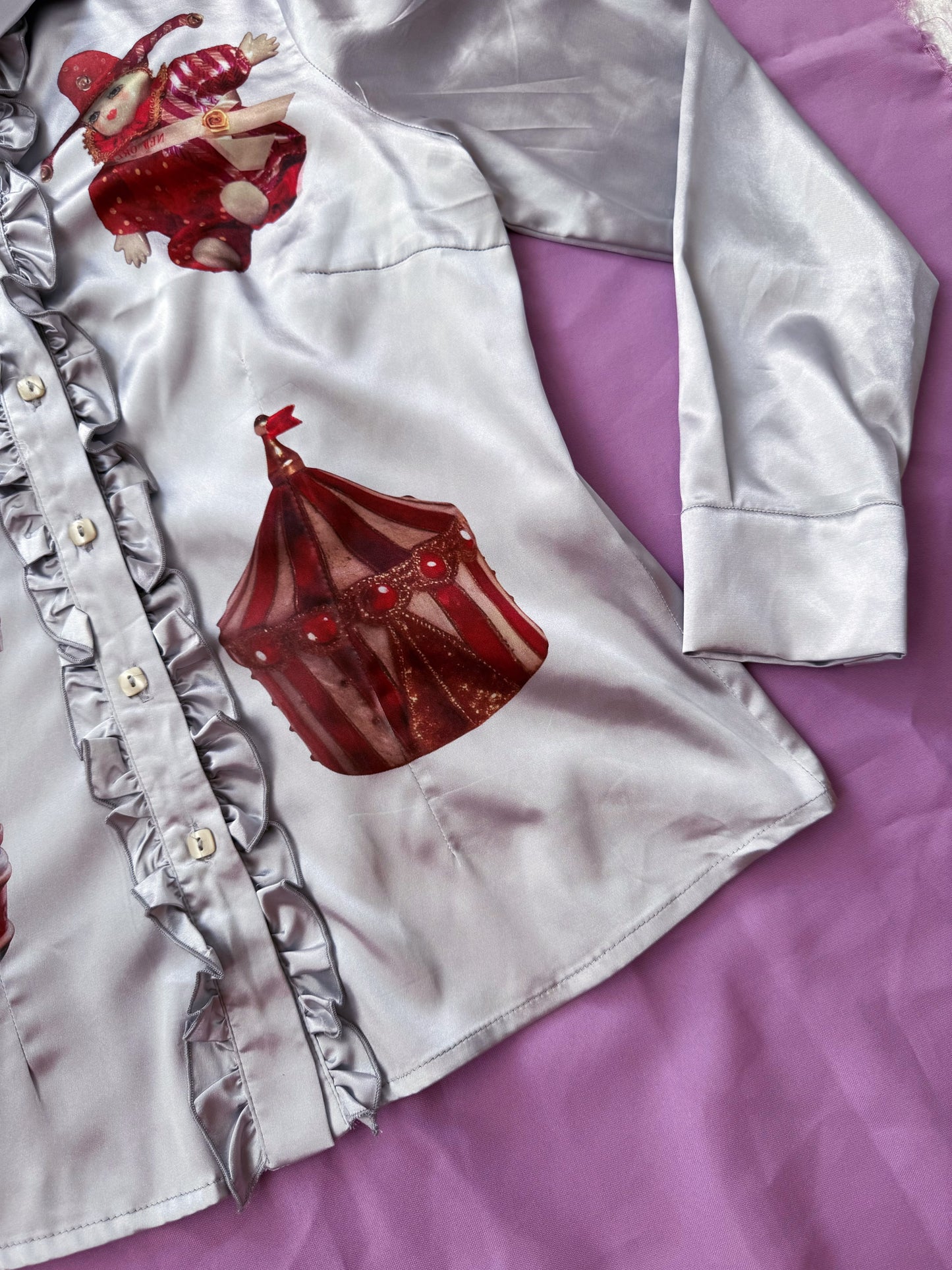 REWORKED Circus dream ruffle silver shirt 🎪🎠🎡