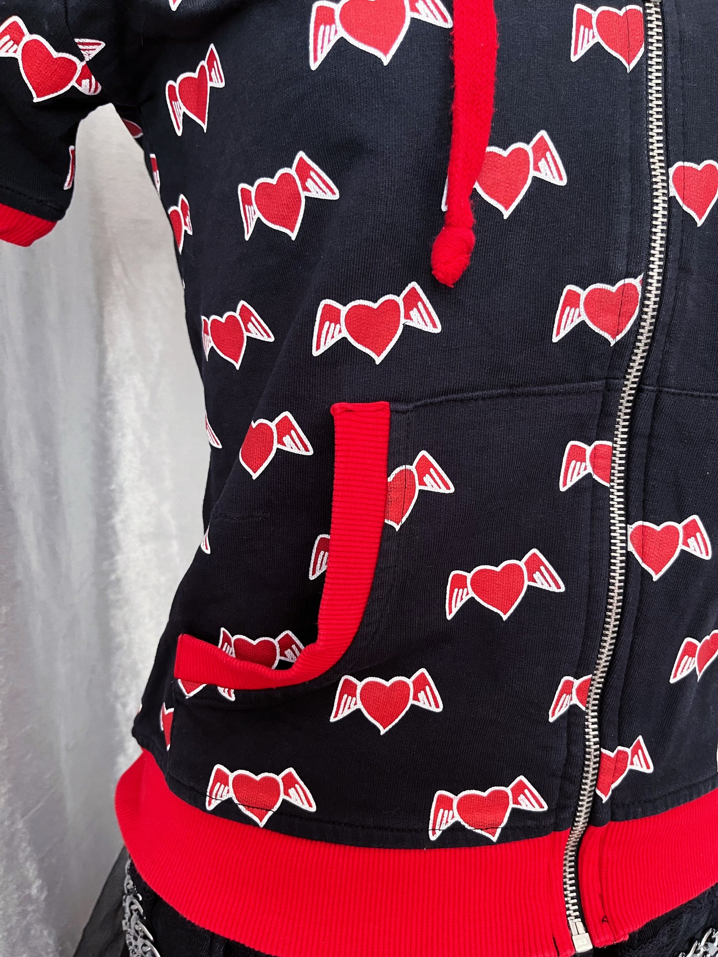 Iconic Hell Bunny heart print short-sleeved zip-up jacket 🐇😈