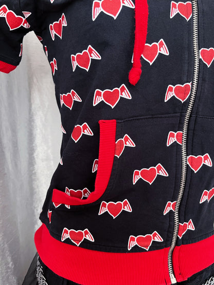 Iconic Hell Bunny heart print short-sleeved zip-up jacket 🐇😈