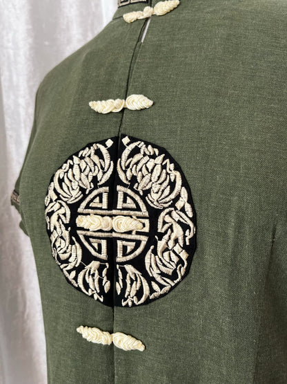 Chinese Qipao/Cheongsam khaki top 💚🐍