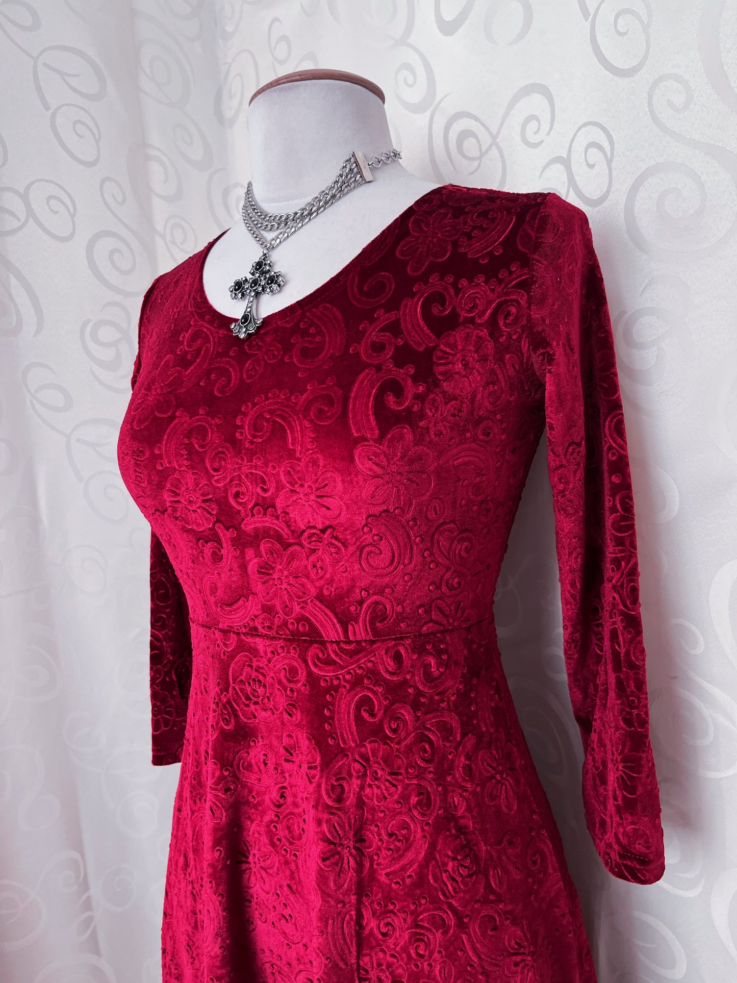 Whimsygoth Vampire red embossed velvet dress ❤️🕸️