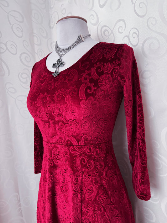 Whimsygoth Vampire red embossed velvet dress ❤️🕸️