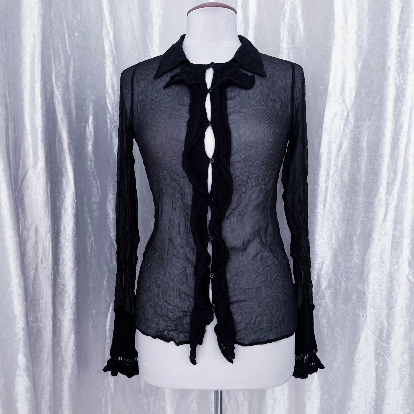 00’s Intimissimi dark fairy sheer shirt 🕸️🧚🏼