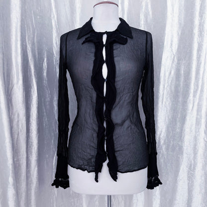 00’s Intimissimi dark fairy sheer shirt 🕸️🧚🏼