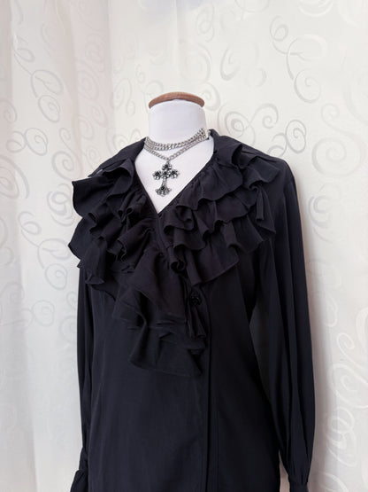 Gothic Victorian/Jfashion style black ruffle shirt 🦇